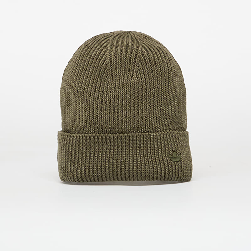 adidas Everyday Icons Beanie With Tonal Metal Trefoil Olive Strata