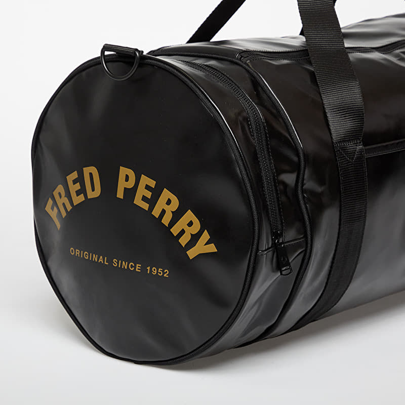 FRED PERRY Tonal Large Barrel Bag Black/ Gold | Footshop