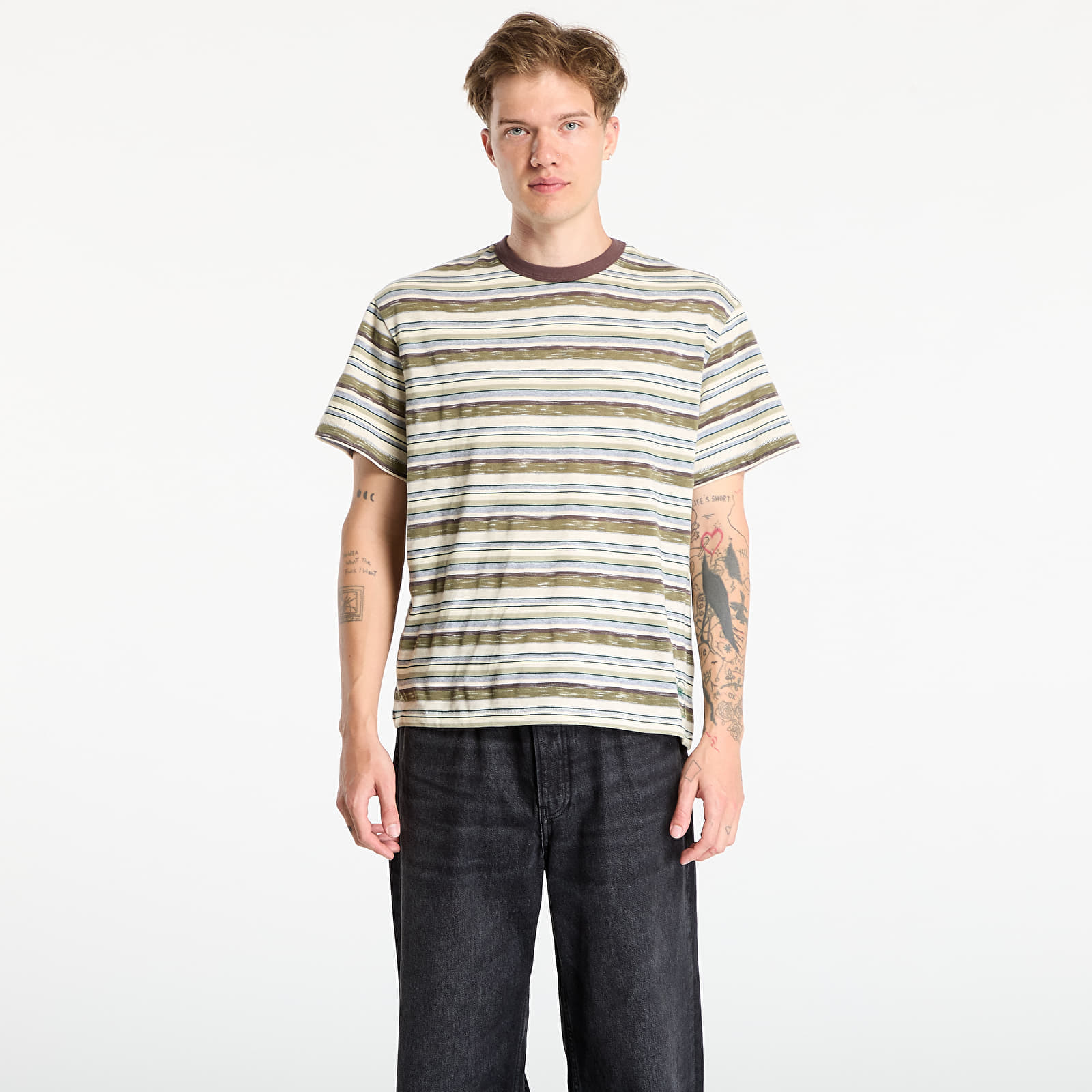 Тениска Brain Dead Toni Stripe T-Shirt Olive/ Multi XL