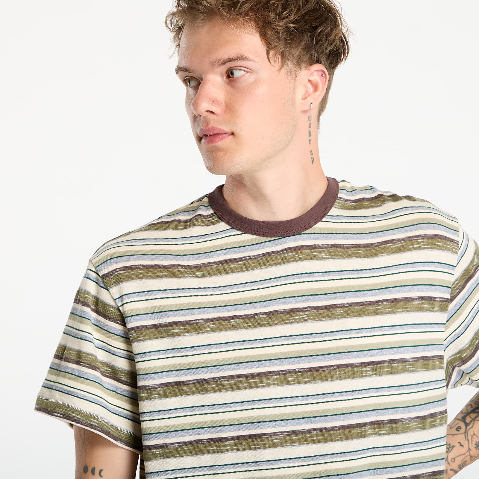 T-Shirts Brain Dead Toni Stripe T-Shirt Olive/ Multi