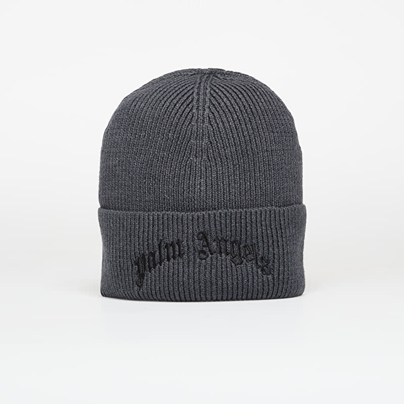 Шапка Palm Angels Curved Logo Beanie Anthracite/ Black