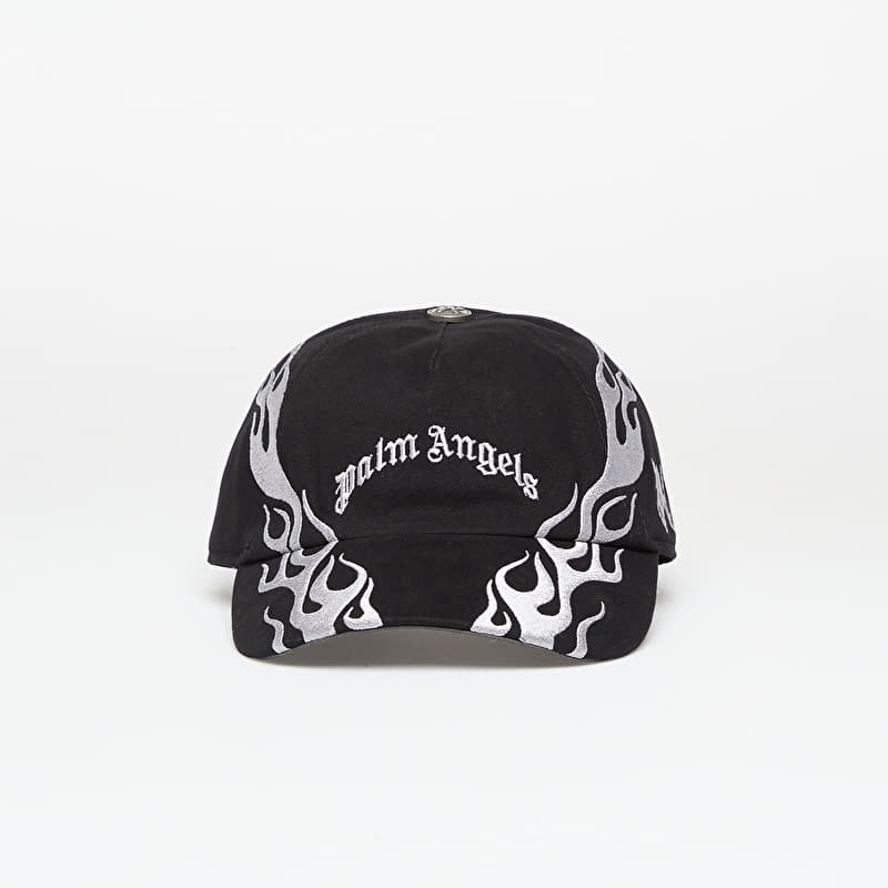 Cap Palm Angels Curved Logo Flames Cap Black/ Light Grey