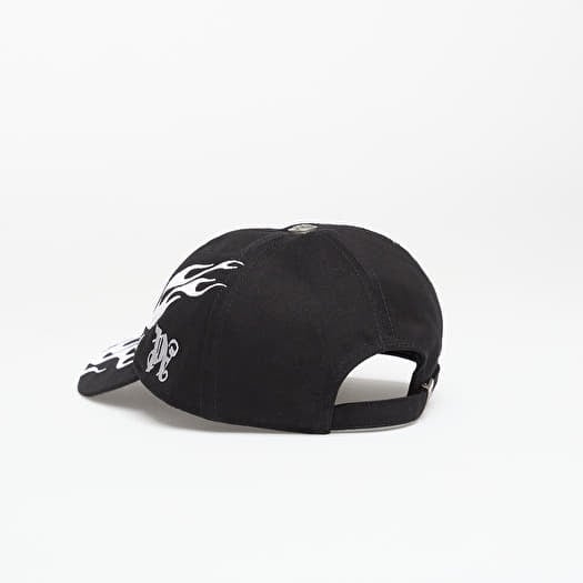 Men's caps Palm Angels Curved Logo Flames Cap Black/ Light Grey