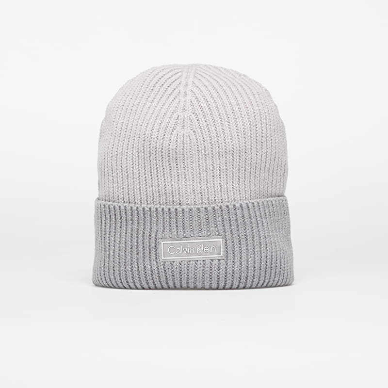 Calvin Klein Patch Wool Chunky Hat Grey