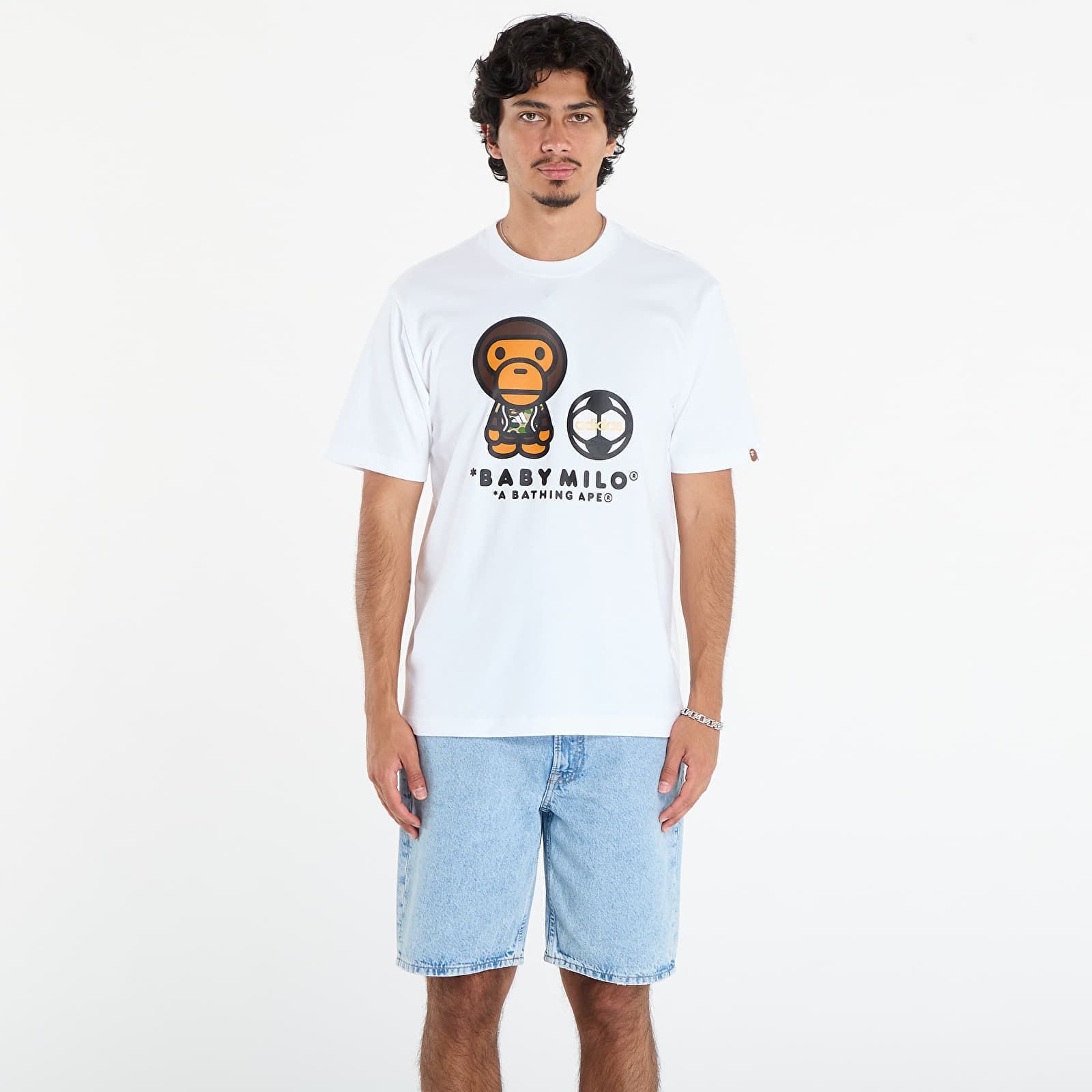 Levně Tričko adidas x BAPE SSL MILO T White/ True Pink XL