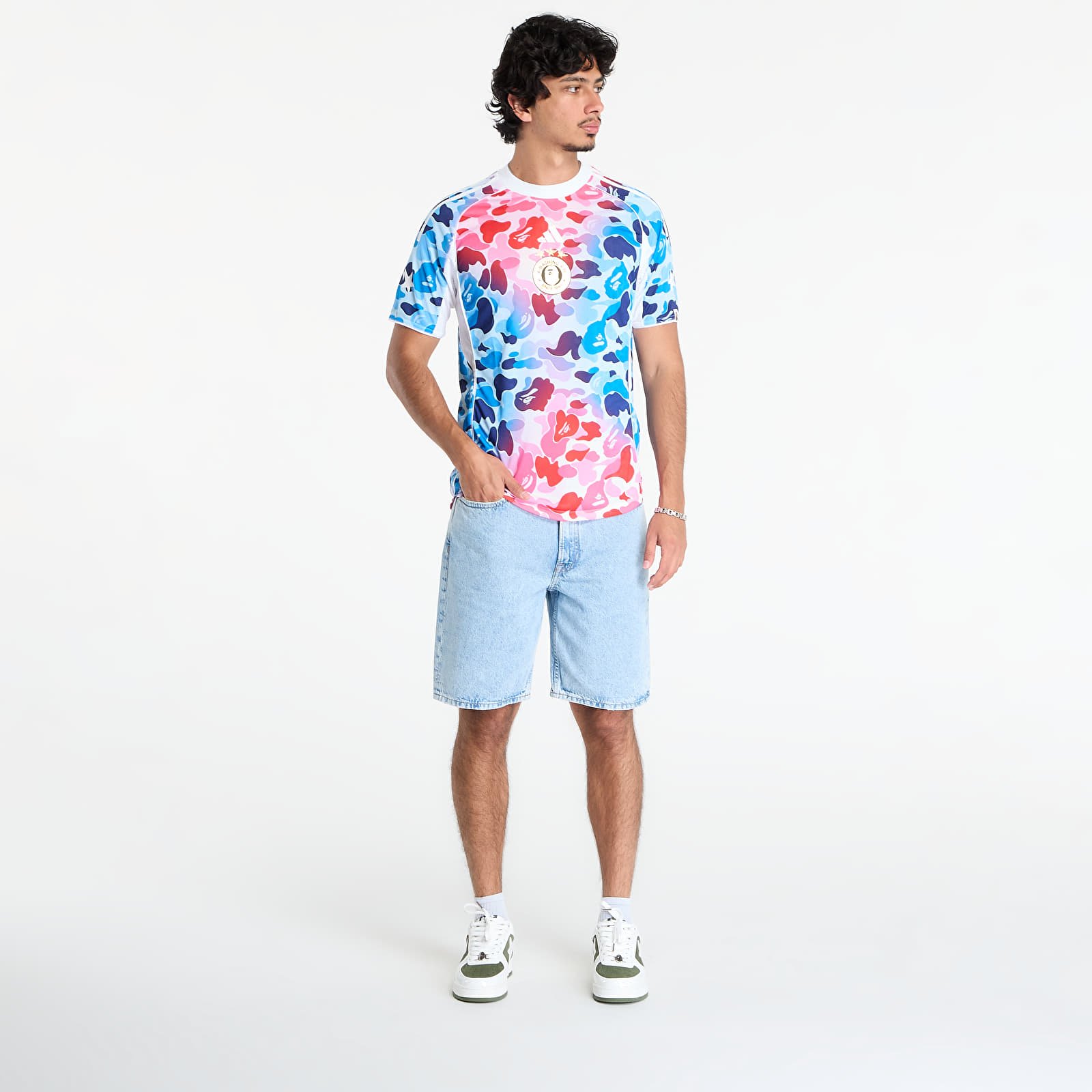 トップス adidas A BATHING BAPE Jersey Shock Blue T-shirts adidas x BAPE FB JERSEY Shock Blue | Footshop
