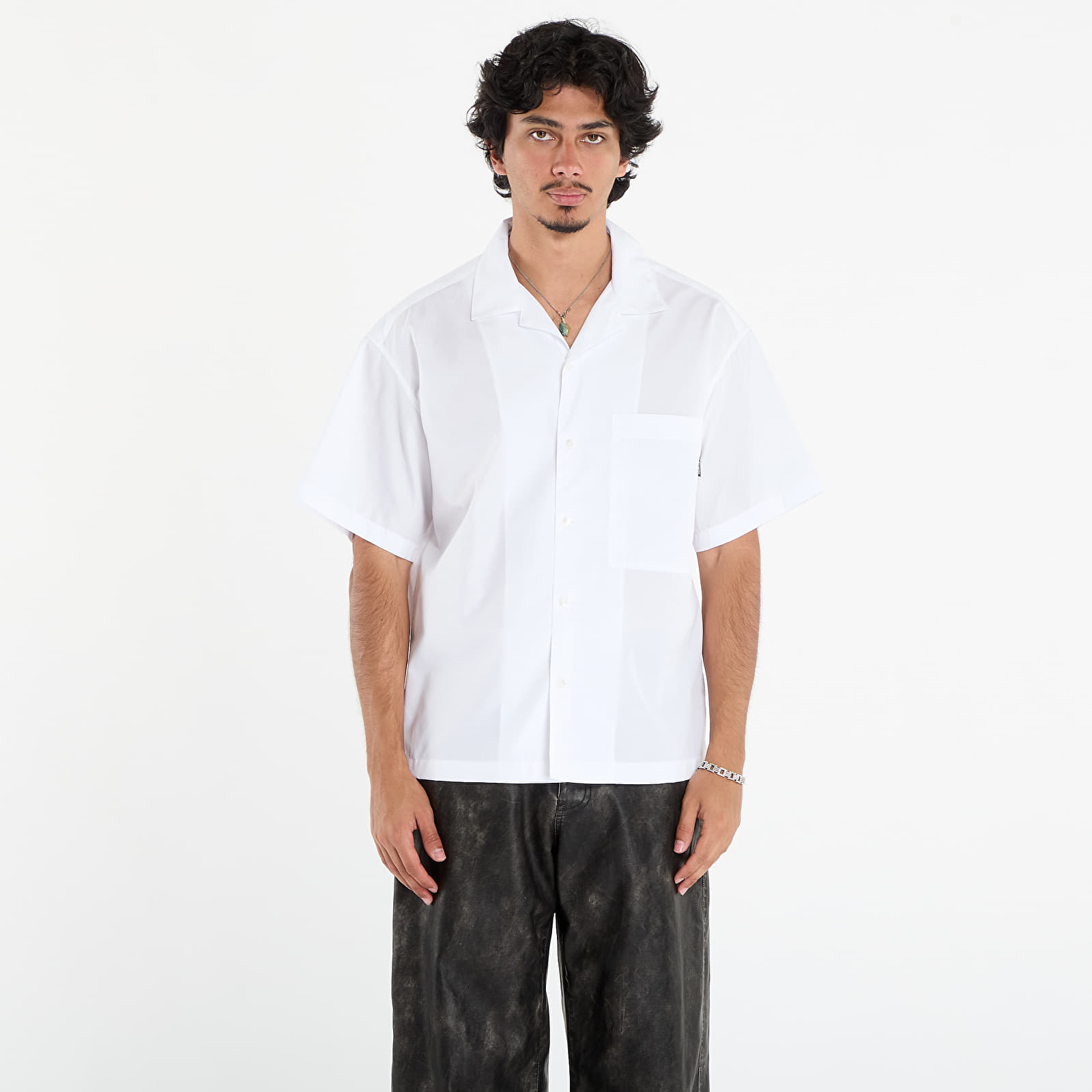 Shirts Palm Angels Curved Logo Classic Shirt Ss White/ Black
