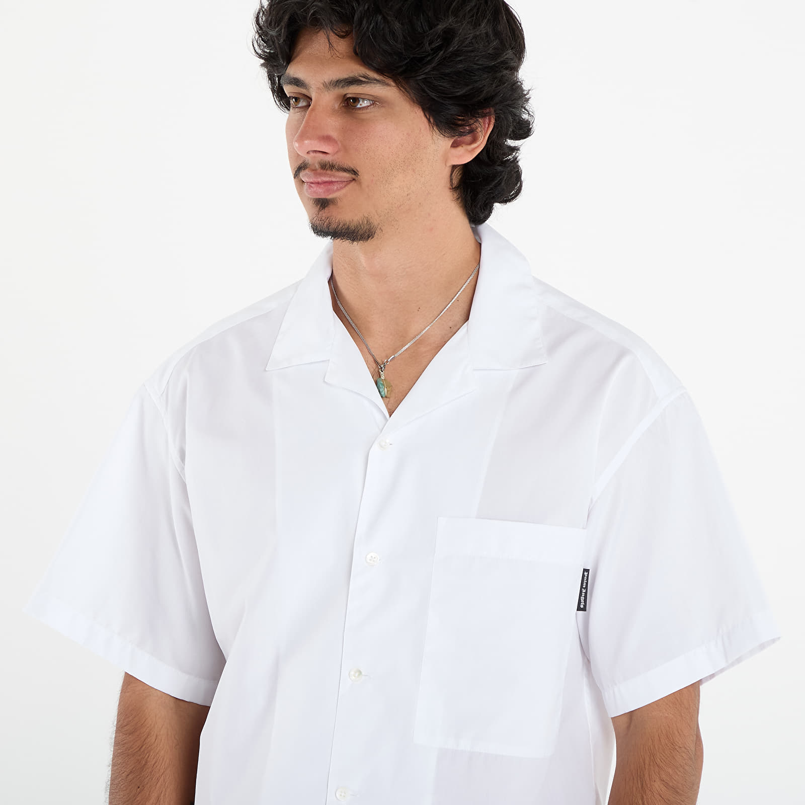 Shirts Palm Angels Curved Logo Classic Shirt Ss White/ Black