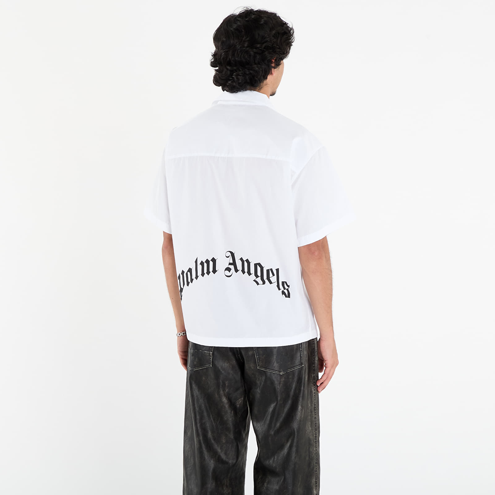 Shirts Palm Angels Curved Logo Classic Shirt Ss White/ Black