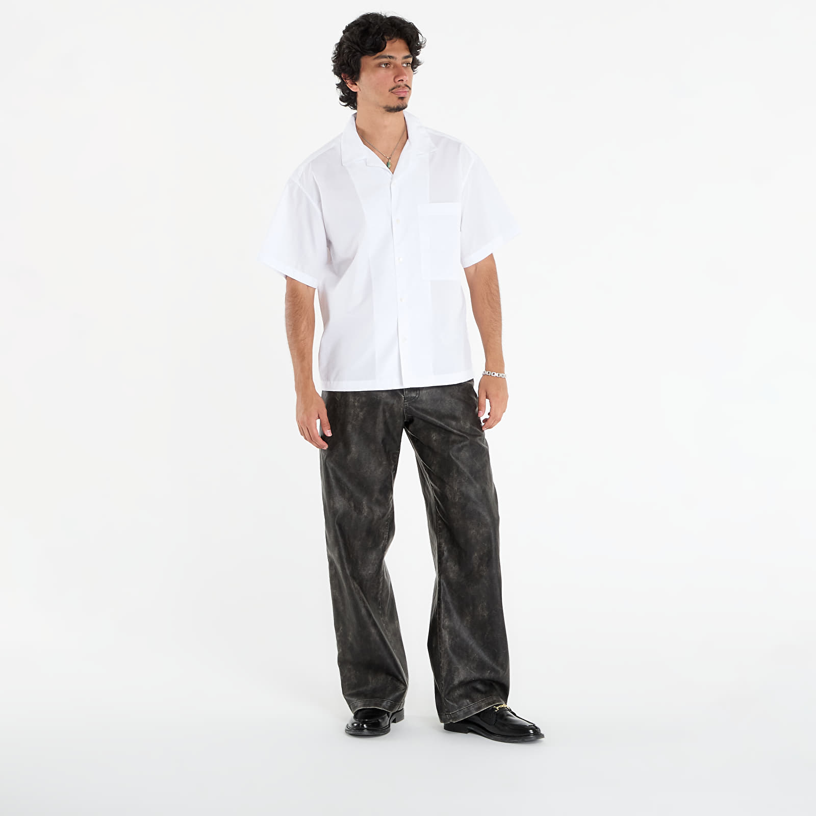 Shirts Palm Angels Curved Logo Classic Shirt Ss White/ Black