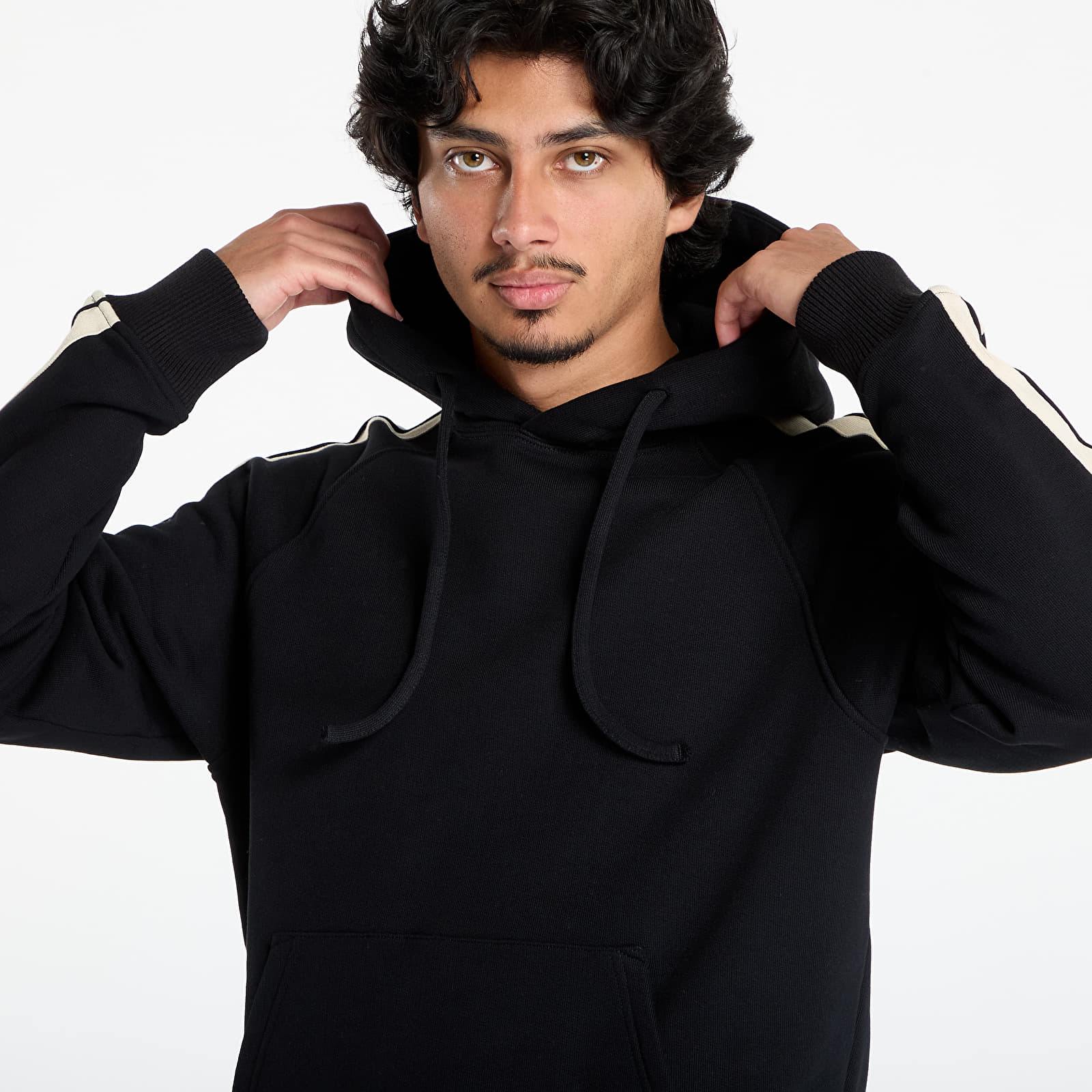 Kapucnis pulóverek és pulcsik Palm Angels Curved Logo Track Hoody Black/ Off White
