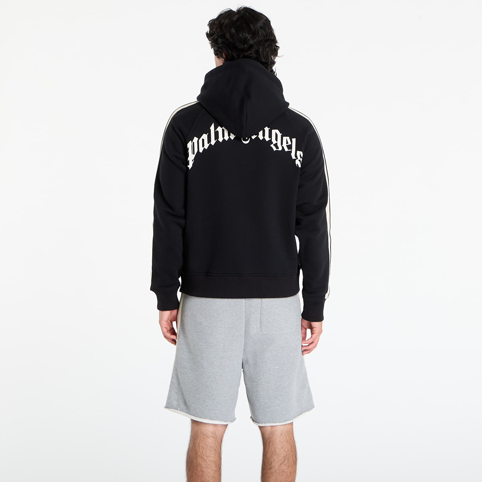 Kapucnis pulóverek és pulcsik Palm Angels Curved Logo Track Hoody Black/ Off White