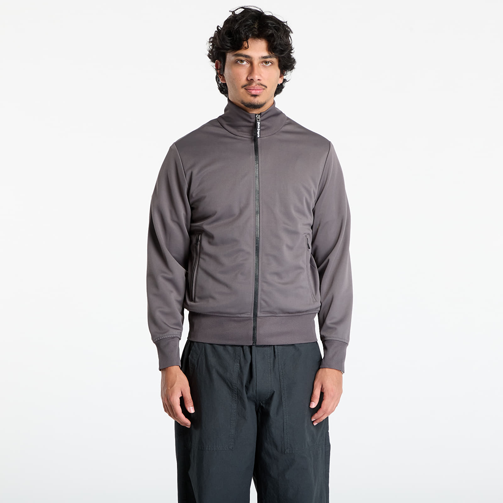 Jackets Palm Angels Back Curved Logo Track Jacket Dark Grey/ Off White