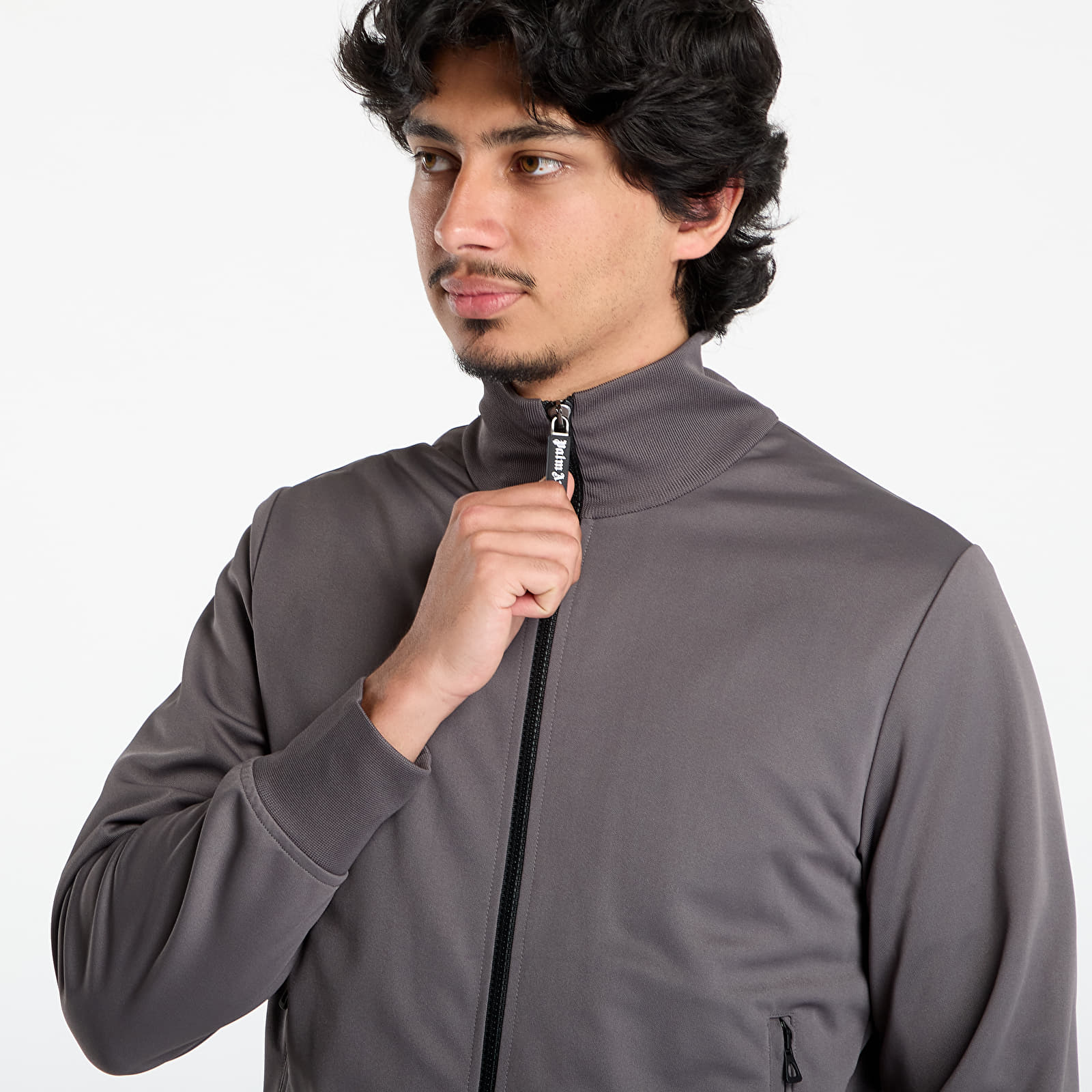 Jackets Palm Angels Back Curved Logo Track Jacket Dark Grey/ Off White