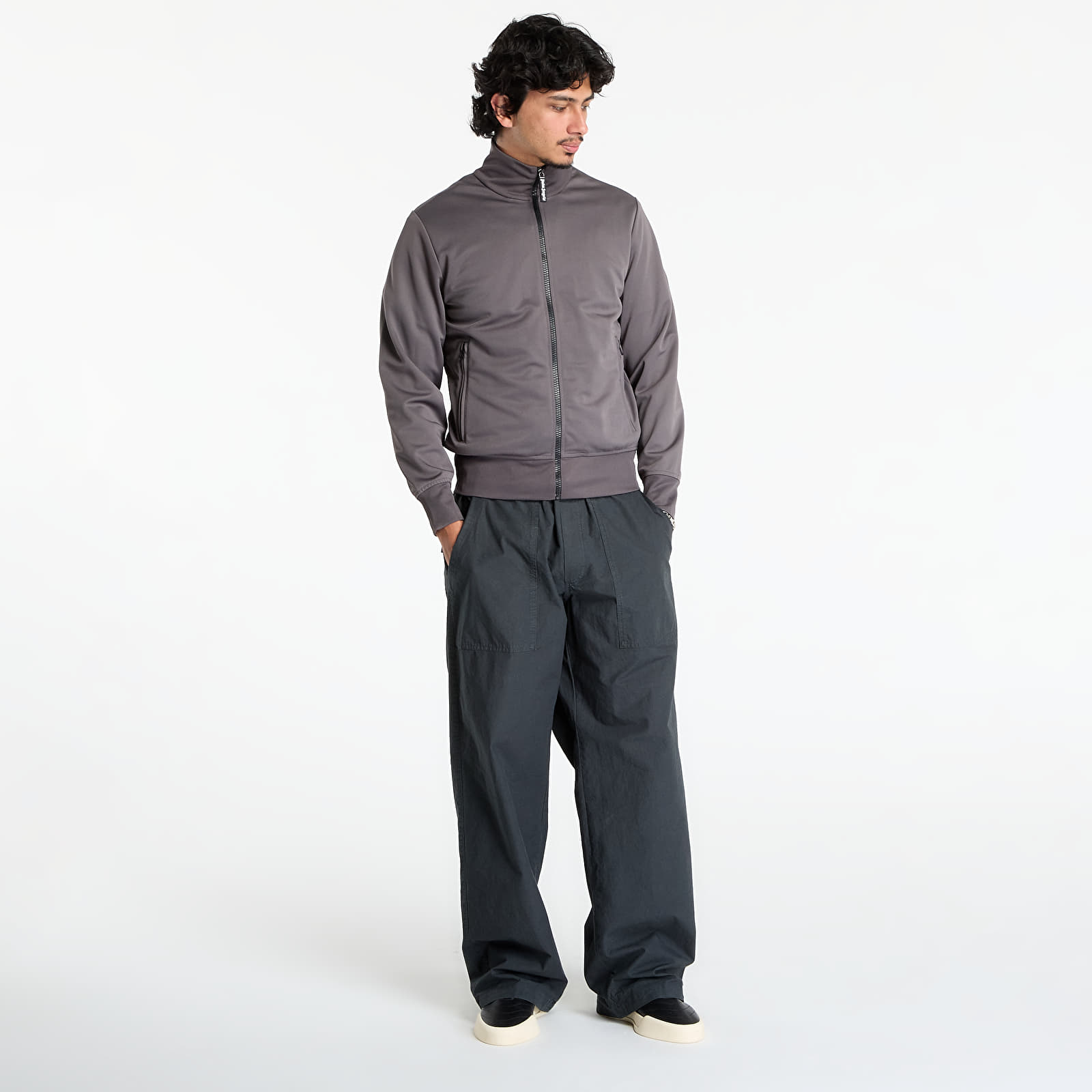 Jackets Palm Angels Back Curved Logo Track Jacket Dark Grey/ Off White