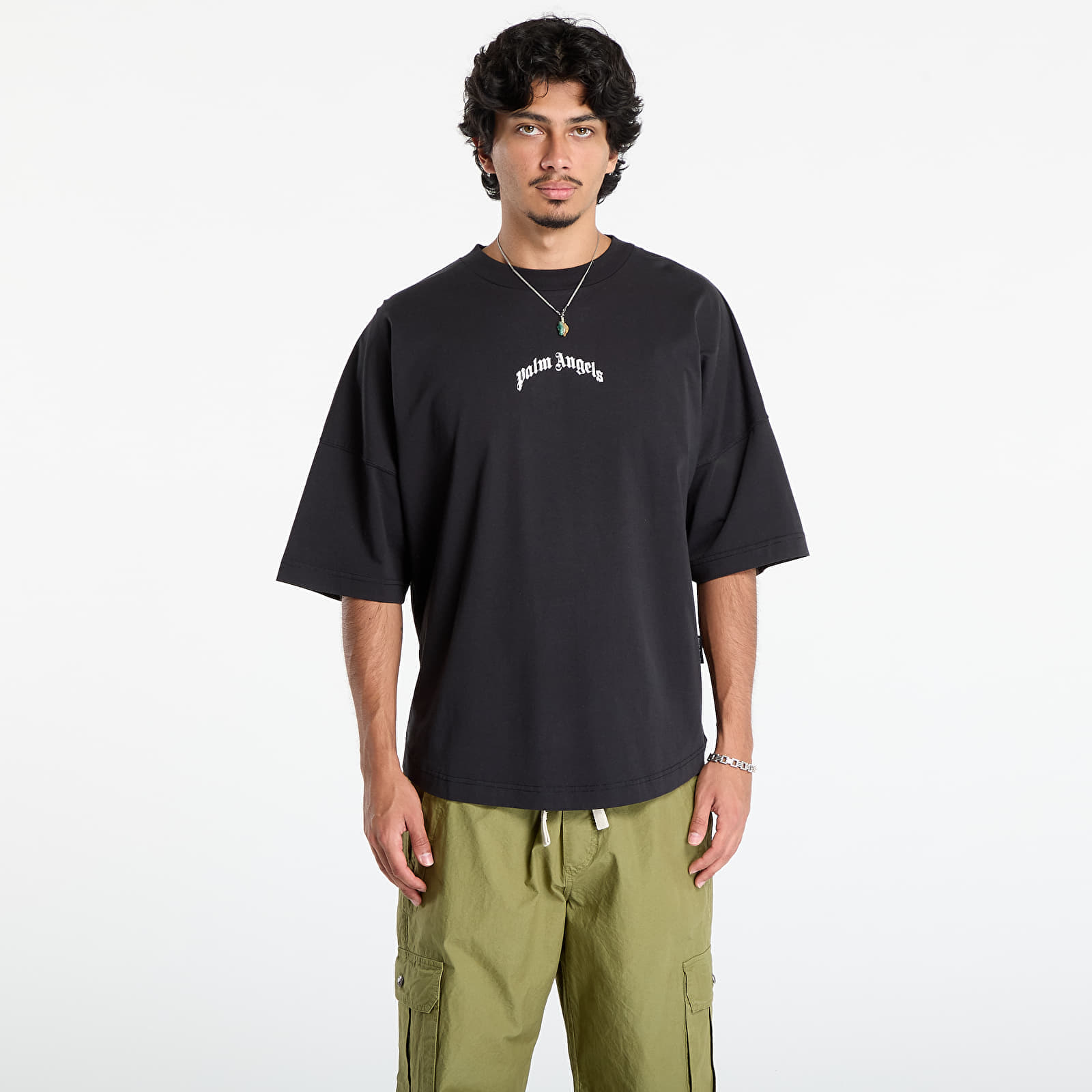 Tricou Palm Angels Back Curved Logo Over Tee Black/ Off White L