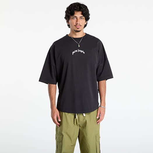 Palm Angels Back Curved Logo Over Tee Black/ Off White