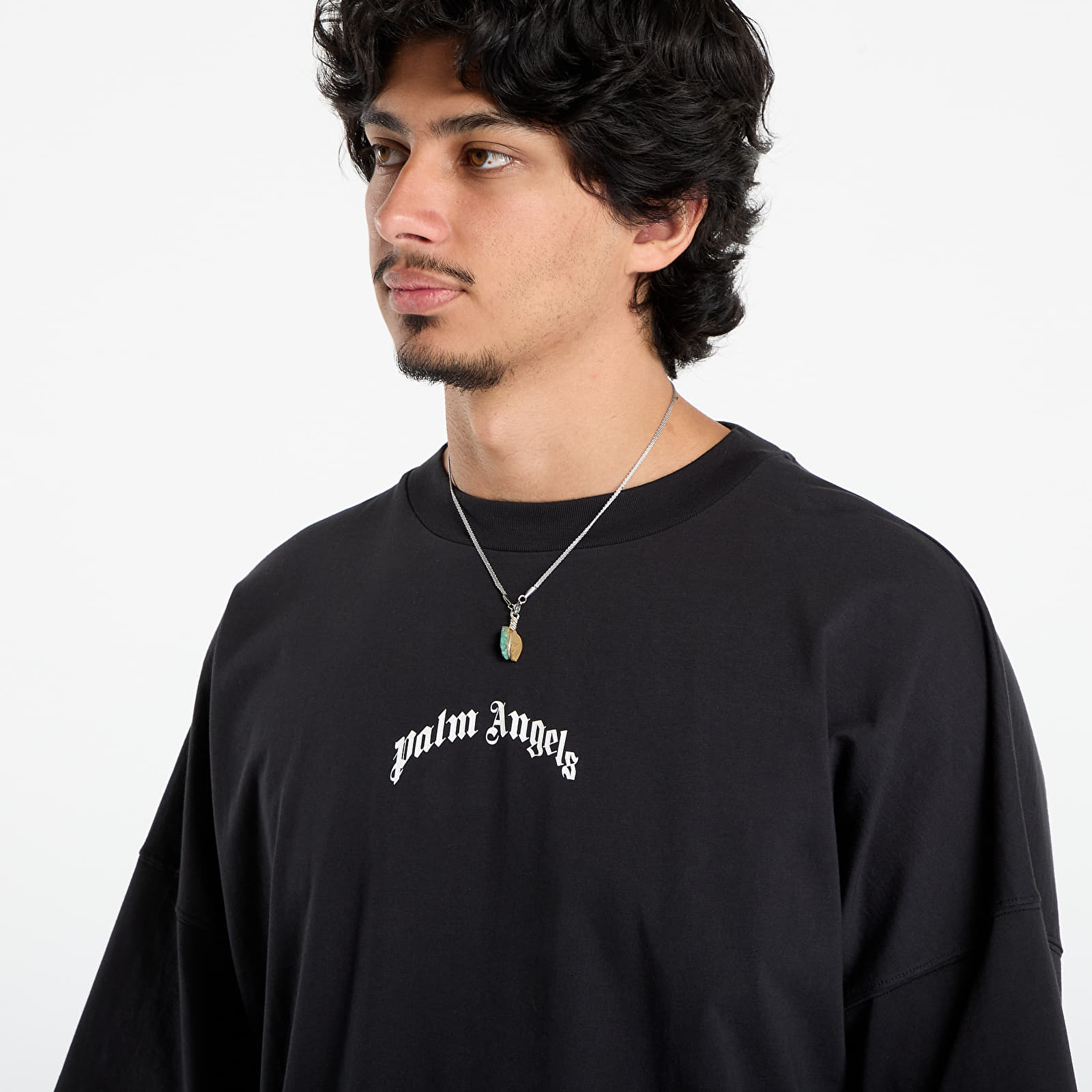 T-shirts Palm Angels Back Curved Logo Over Tee Black/ Off White