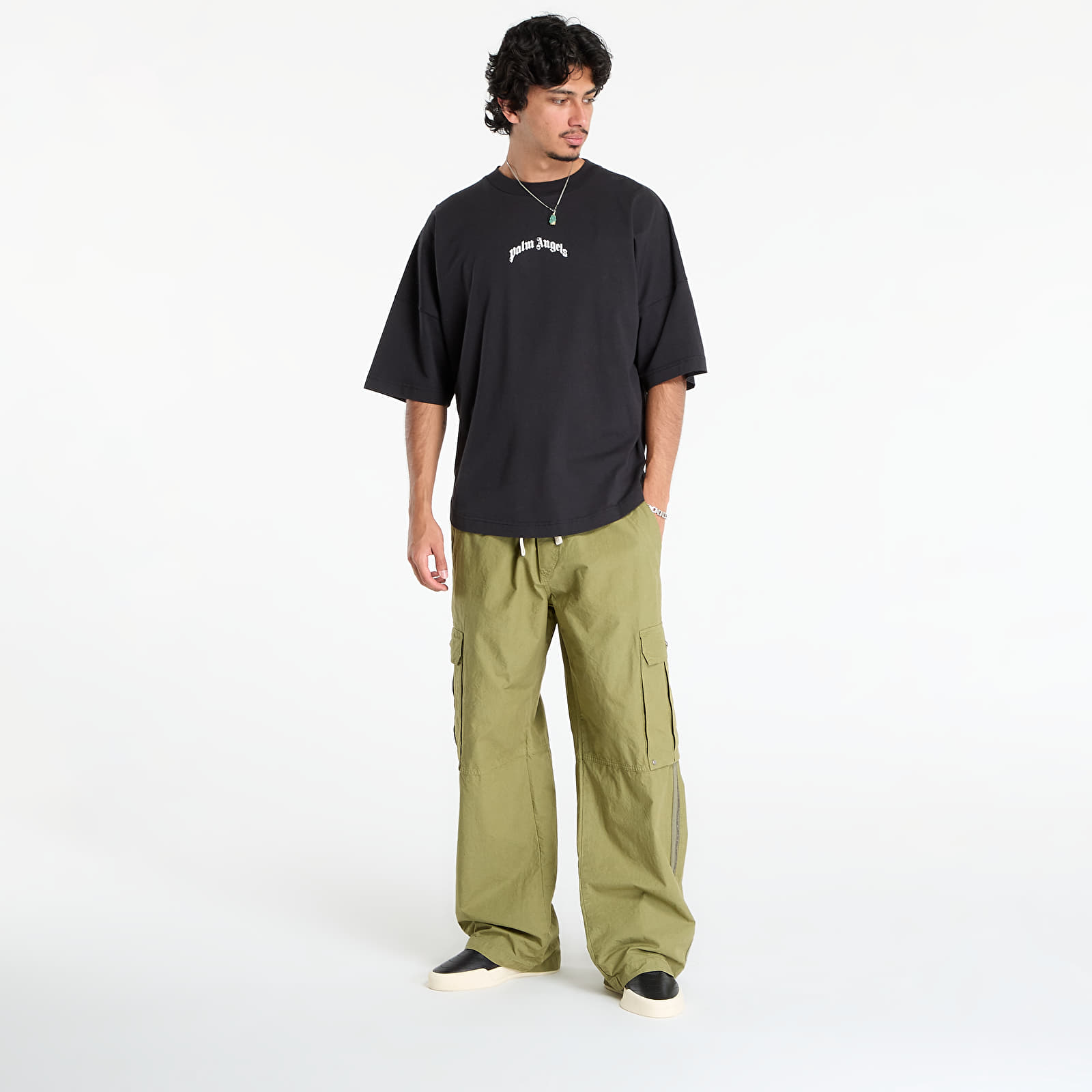 T-shirts Palm Angels Back Curved Logo Over Tee Black/ Off White