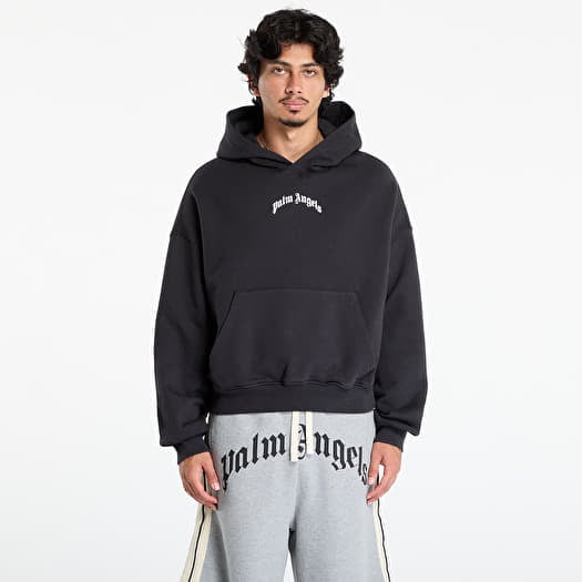 Palm Angels Back Curved Logo Loose Hoody Black/ Off White