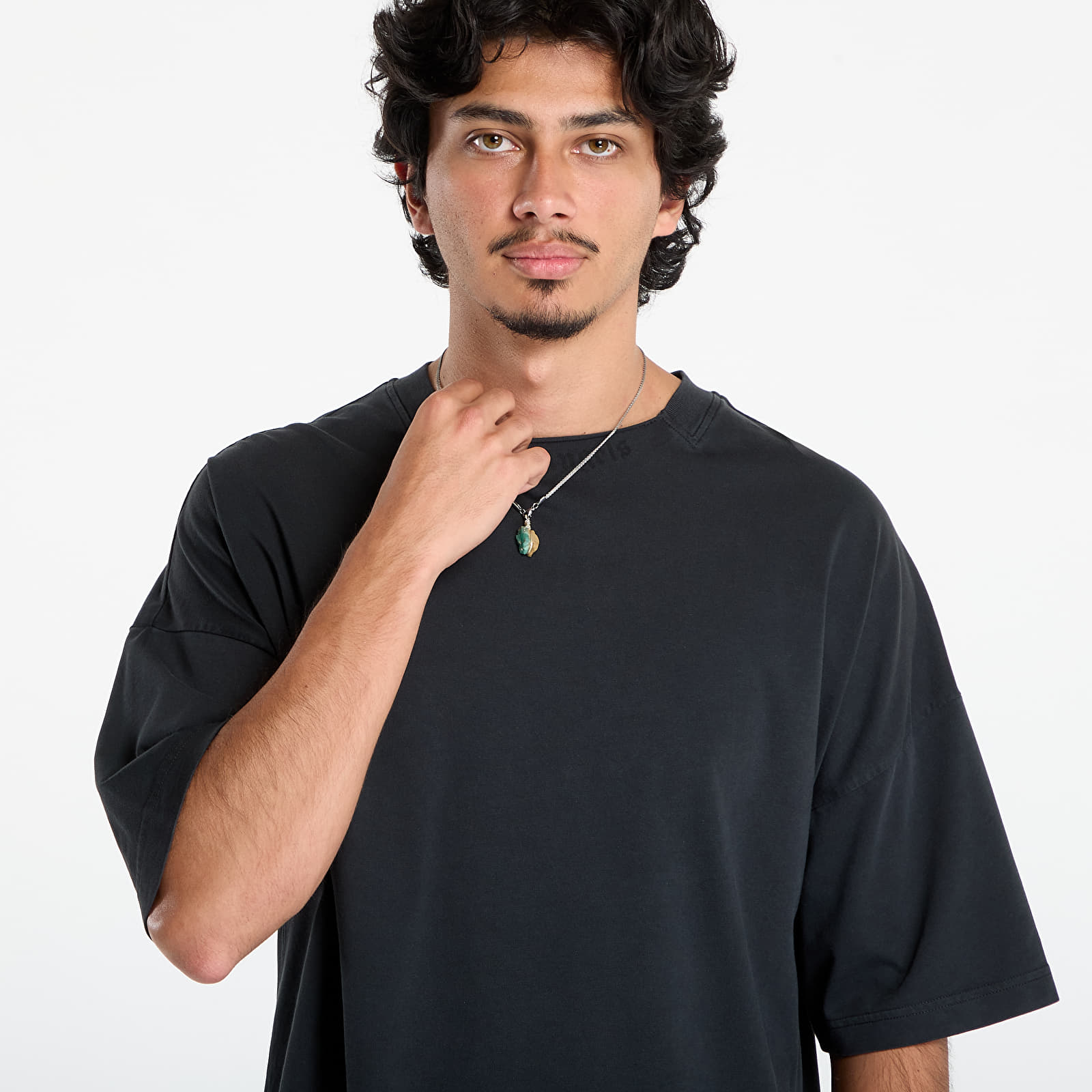 Koszulki Palm Angels Curved Logo Loose Collar Tee Vintage Black/ Black