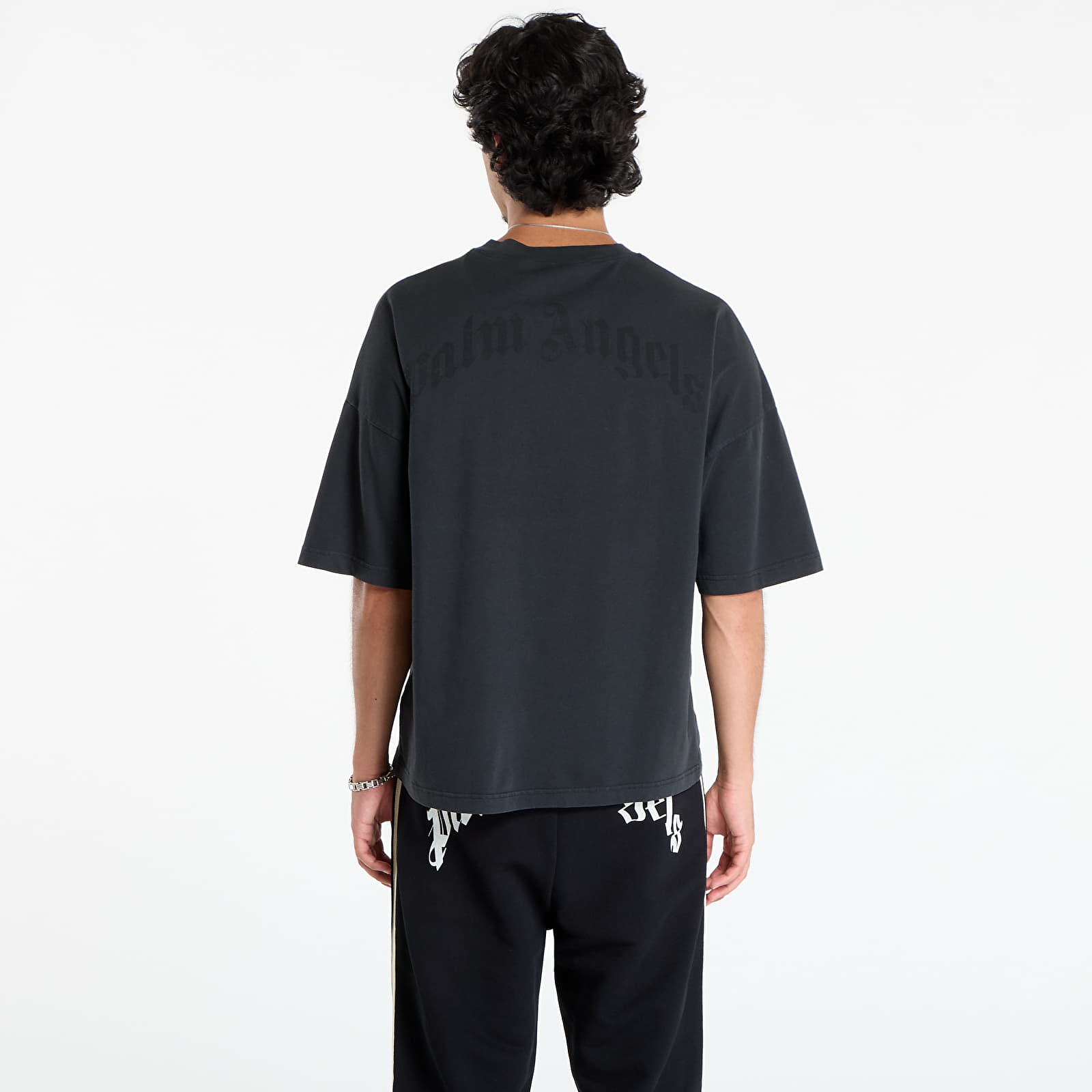 Koszulki Palm Angels Curved Logo Loose Collar Tee Vintage Black/ Black