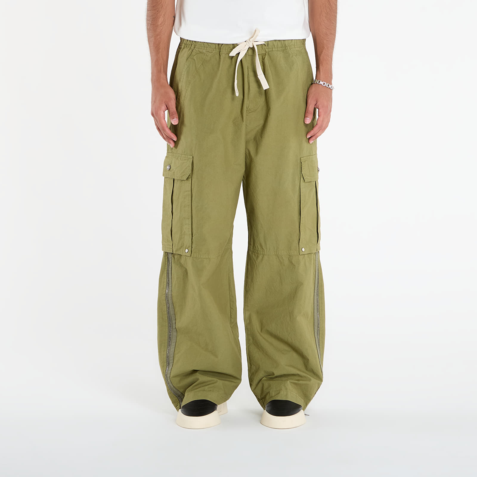 Nadrágok Palm Angels Curved Logo Cargo Pants Army Green/ Dark Green