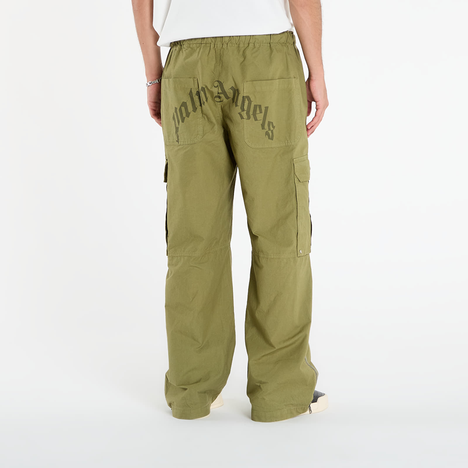 Nadrágok Palm Angels Curved Logo Cargo Pants Army Green/ Dark Green