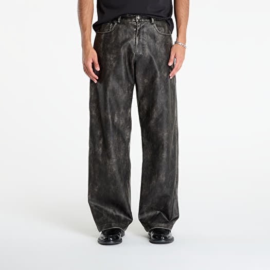 Palm Angels Curved Logo Coated Pants Dark Grey/ Black
