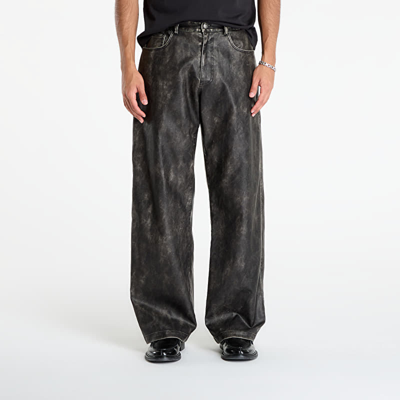 Palm Angels Curved Logo Coated Pants Dark Grey/ Black