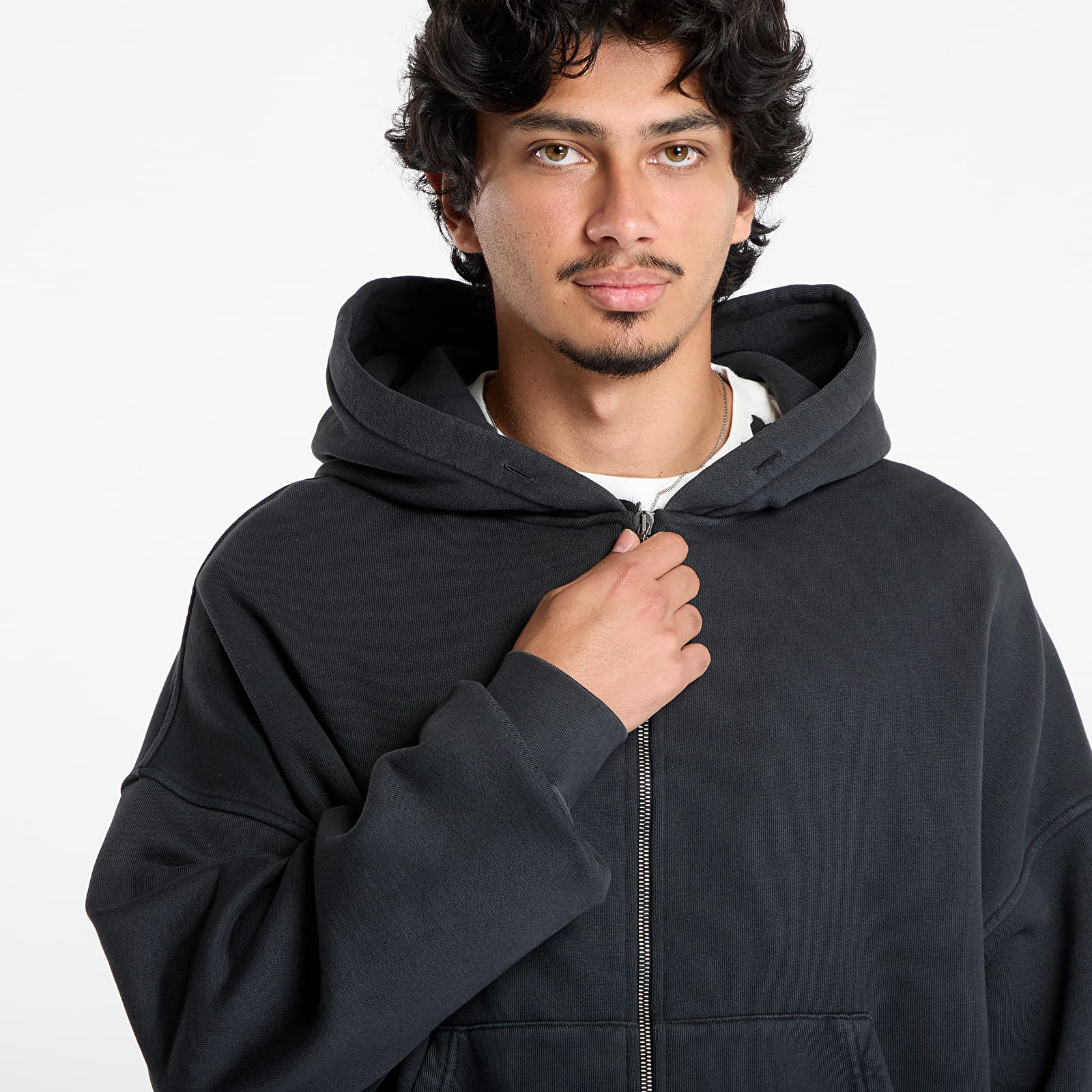 Hoodies and sweatshirts  Palm Angels Gd Curved Logo Zip Hoody Vintage Black/ Black