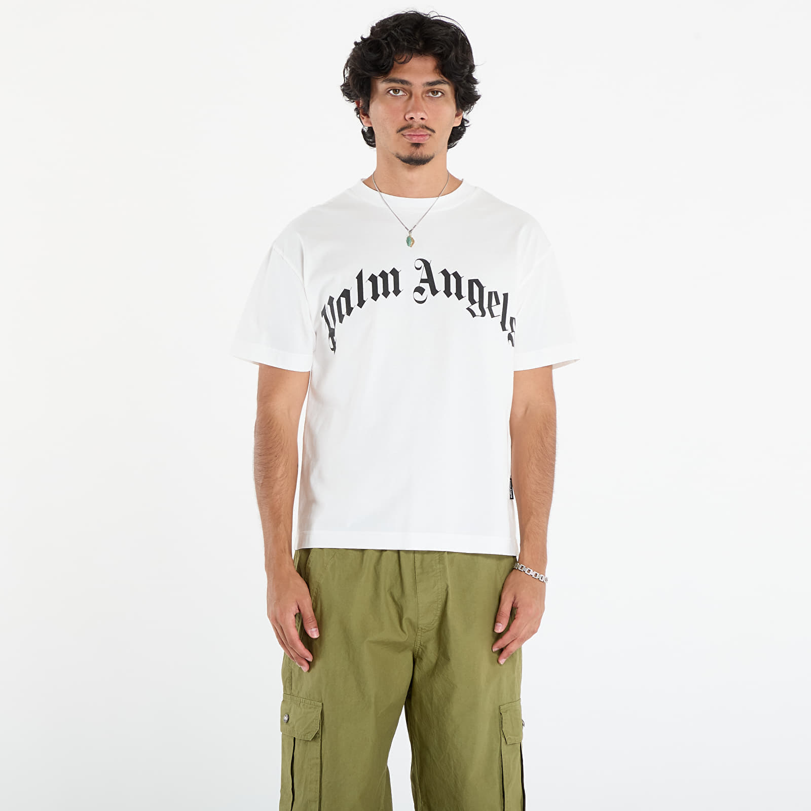 Tricou Palm Angels Curved Logo Reg Tee Off White/ Black L