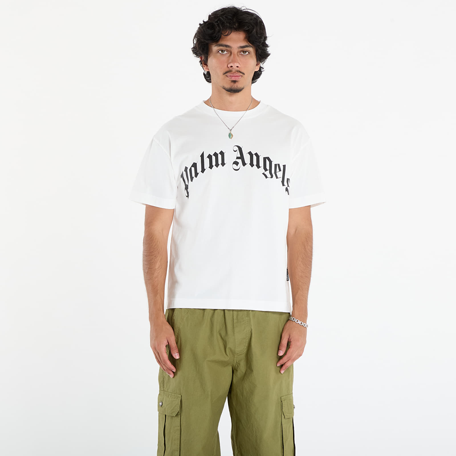T-shirts Palm Angels Curved Logo Reg Tee Off White/ Black