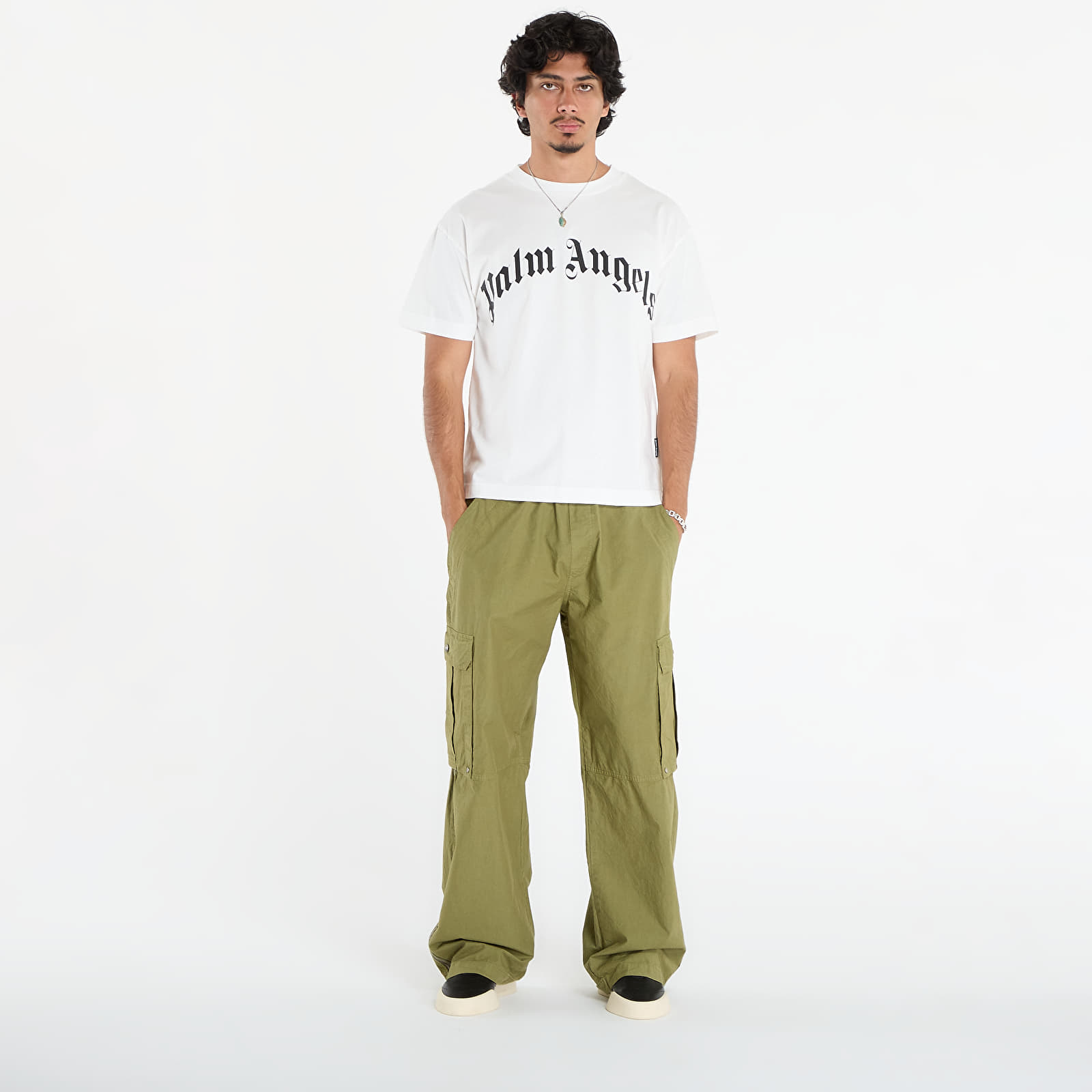 T-shirts Palm Angels Curved Logo Reg Tee Off White/ Black