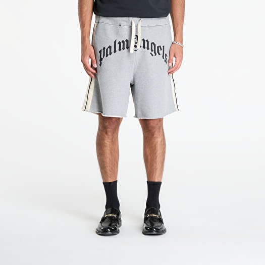 Palm Angels Curved Logo Track Sweatshort Grey Melange/ Black