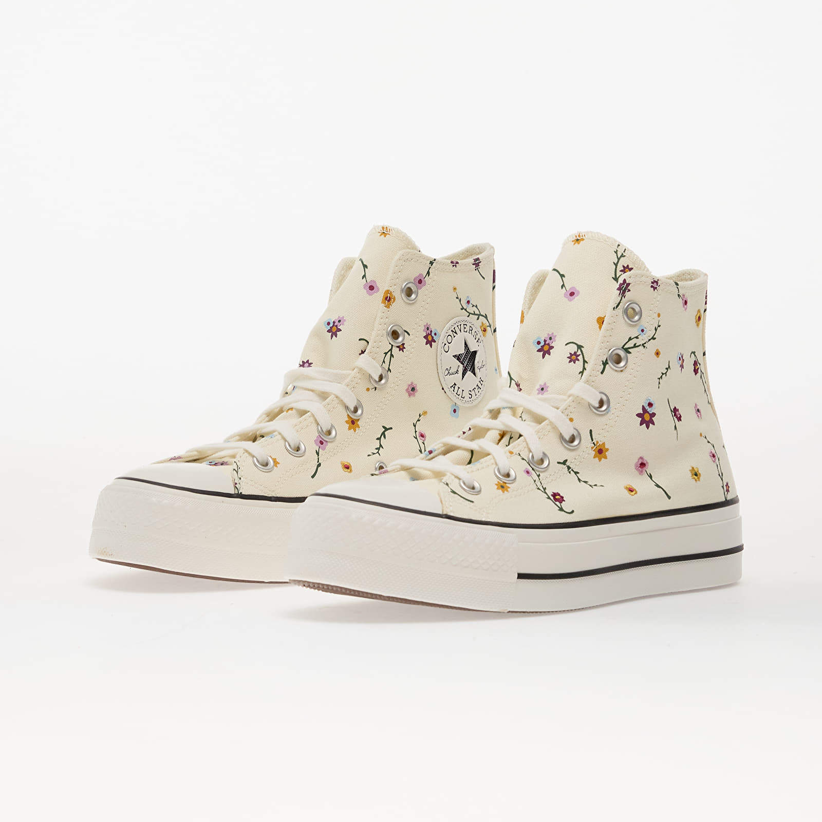 Women's shoes Converse Chuck Taylor All Star Lift Platform Embroidered Blooms Hi Egret/ Vintage White/ Black