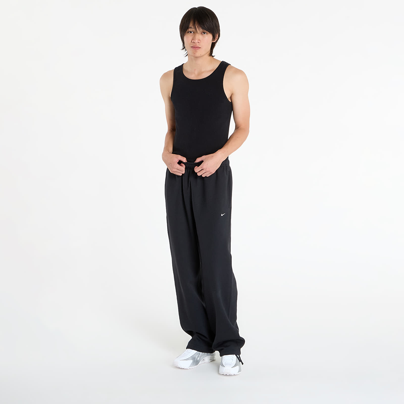 Joggebukser Nike Solo Swoosh Men's Fleece Open-Hem Pants Black/ Black/ White