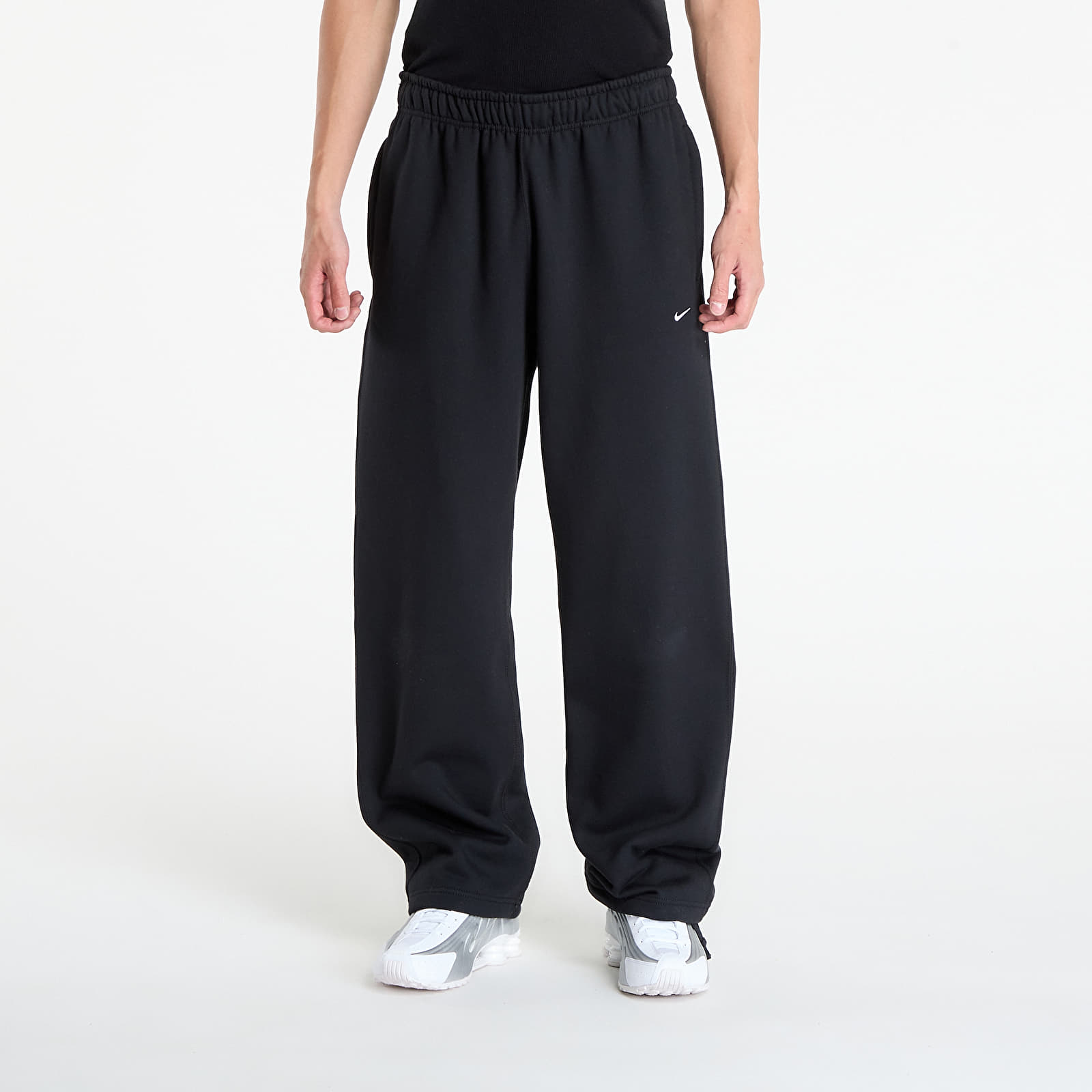Joggebukser Nike Solo Swoosh Men's Fleece Open-Hem Pants Black/ Black/ White