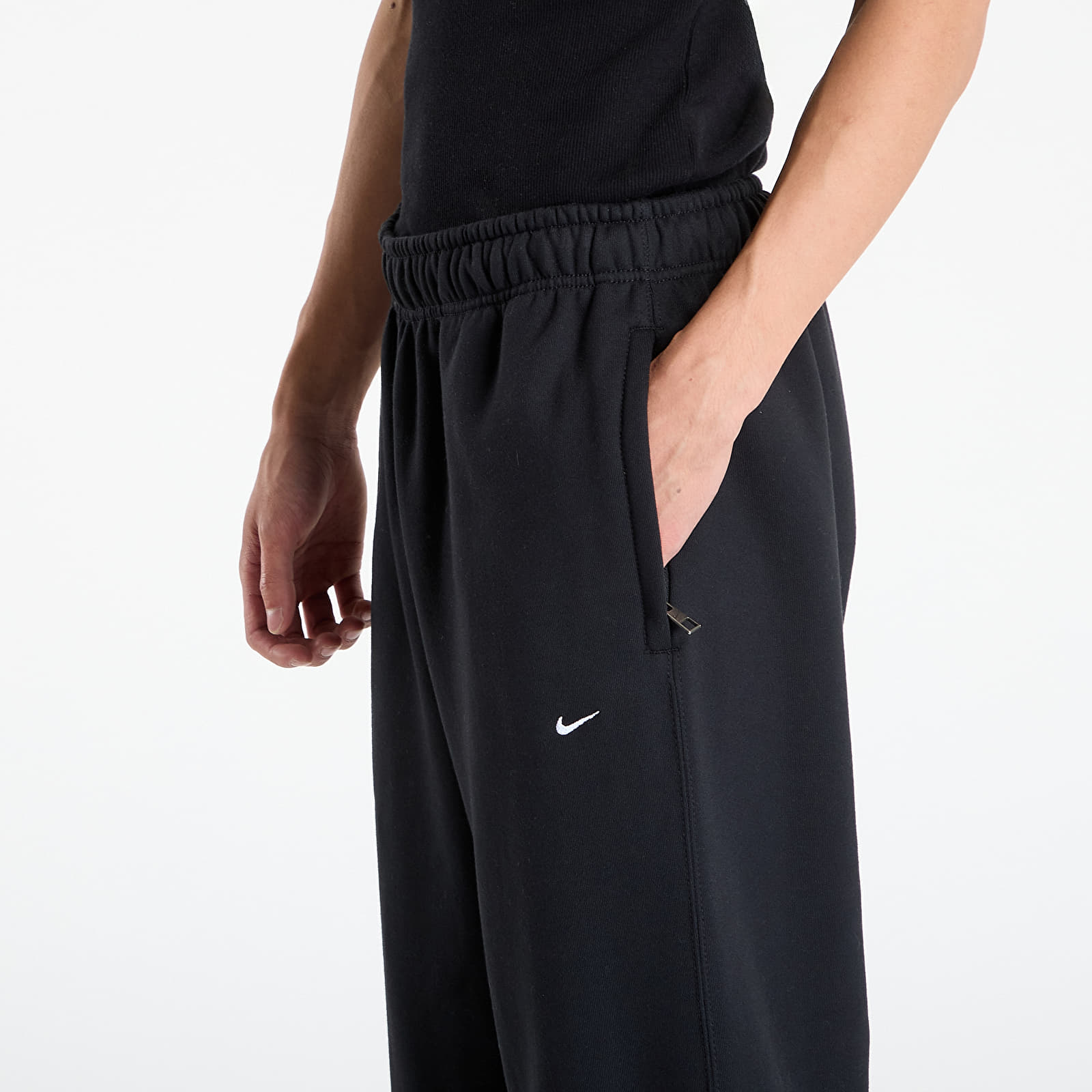 Joggebukser Nike Solo Swoosh Men's Fleece Open-Hem Pants Black/ Black/ White