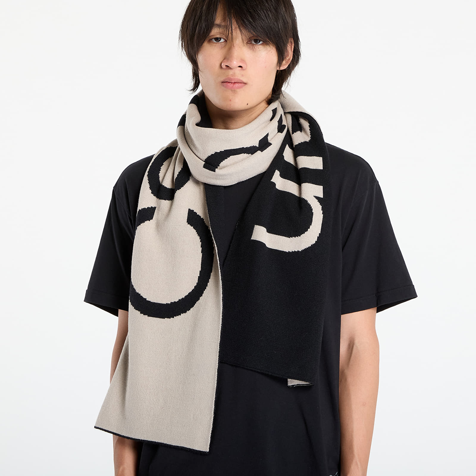 Scarves Calvin Klein Bold Logo 2-Tone Wool Scarf Black