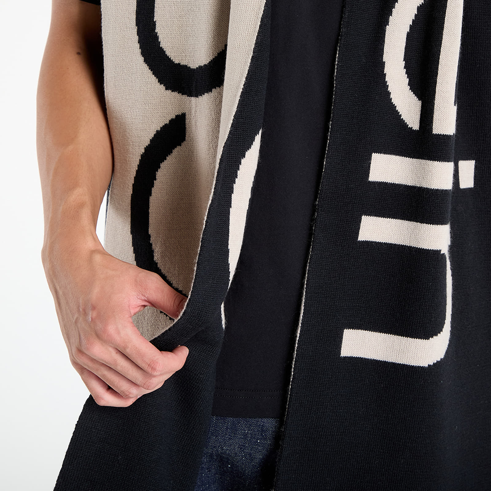 Scarves Calvin Klein Bold Logo 2-Tone Wool Scarf Black