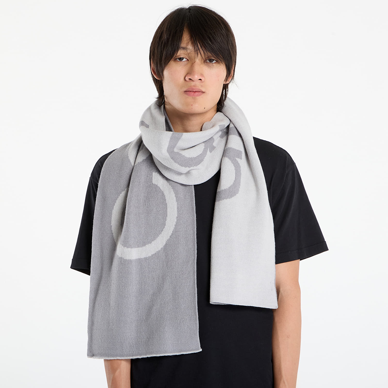 Scarves Calvin Klein Bold Logo 2-Tone Wool Scarf Grey