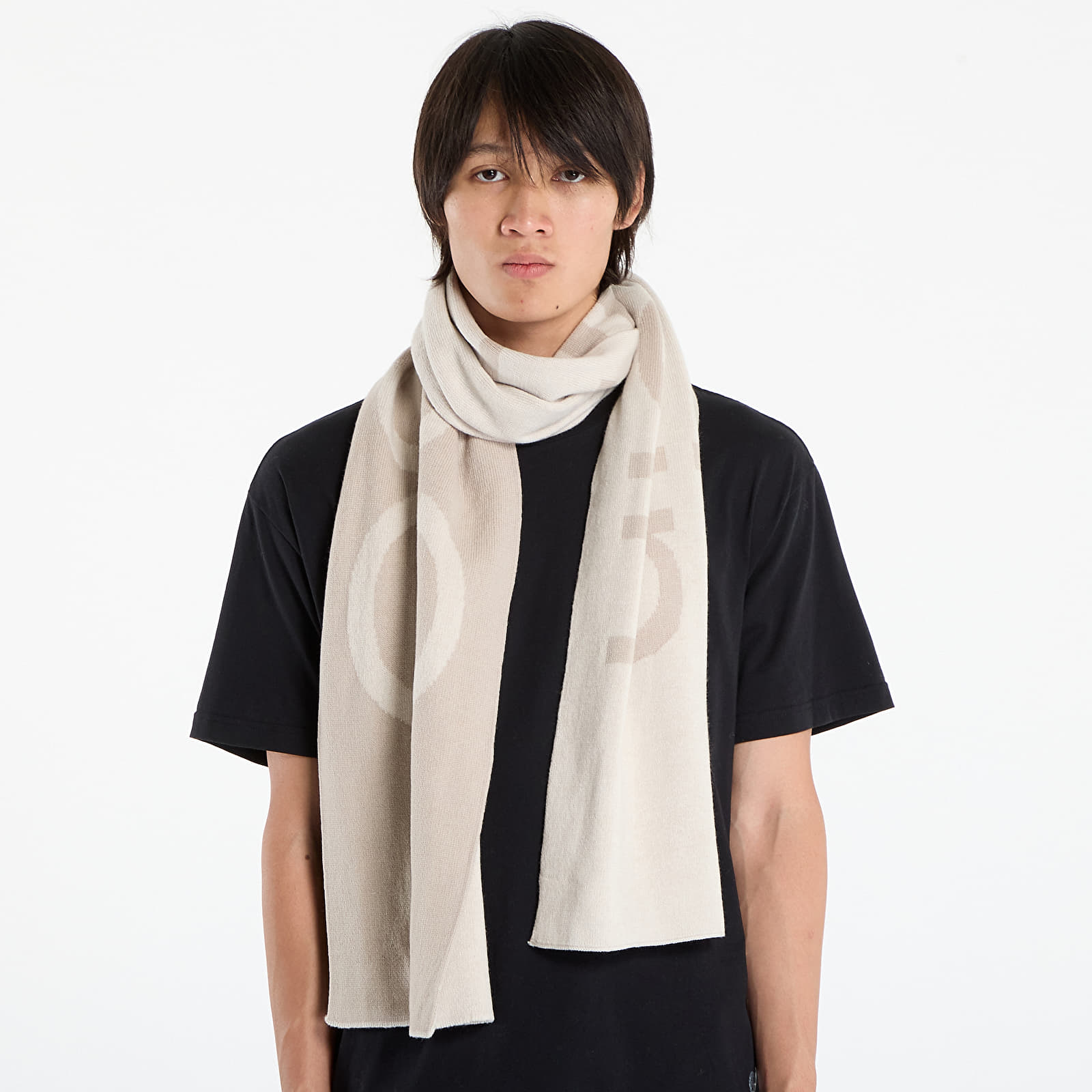 Sálak Calvin Klein Bold Logo 2-Tone Wool Scarf White