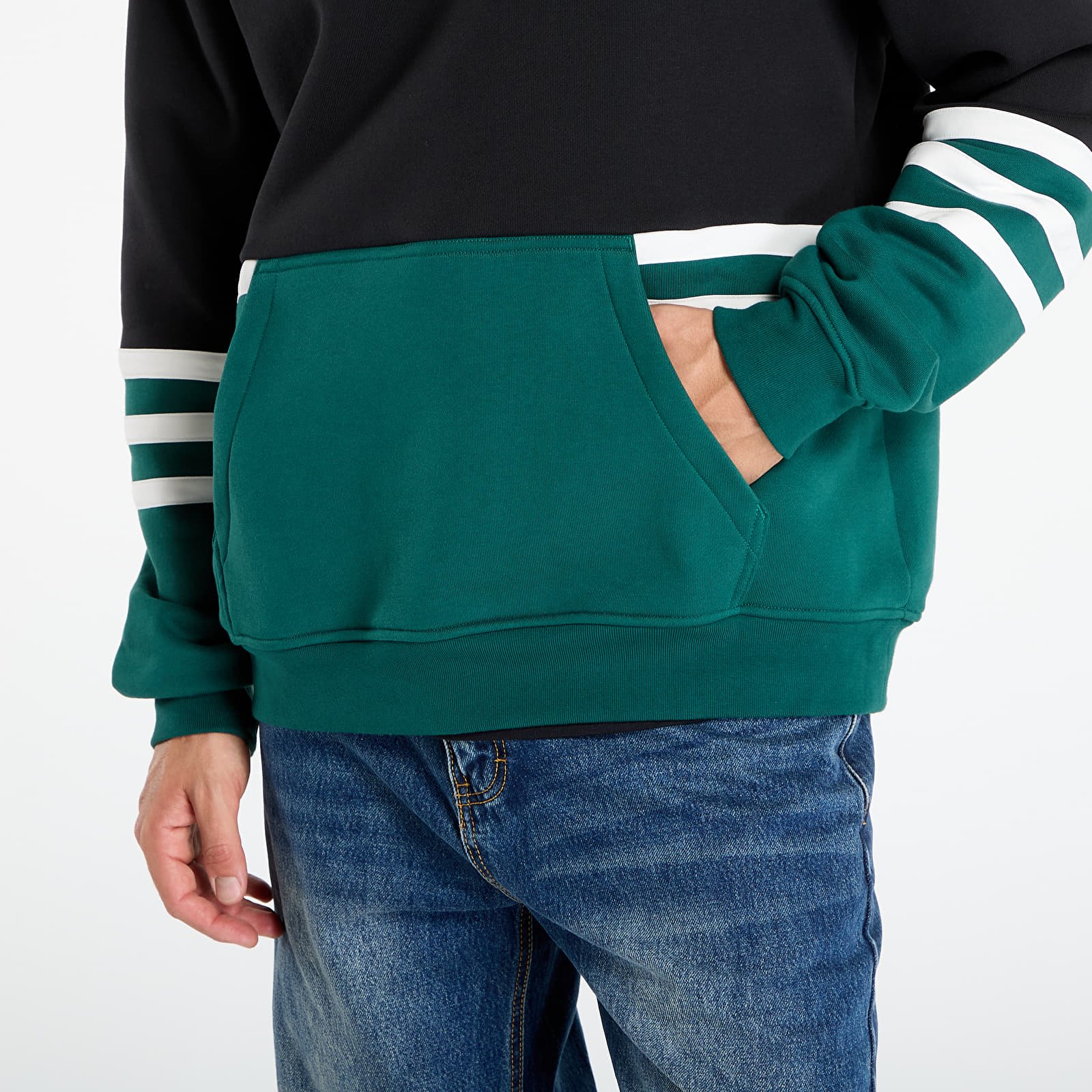 Férfi kapucnis pulcsik adidas Archive Cutline Hoodie Black/ Collegiate Green