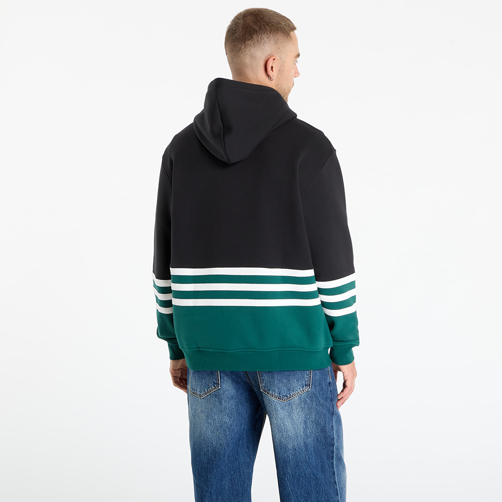 Férfi kapucnis pulcsik adidas Archive Cutline Hoodie Black/ Collegiate Green