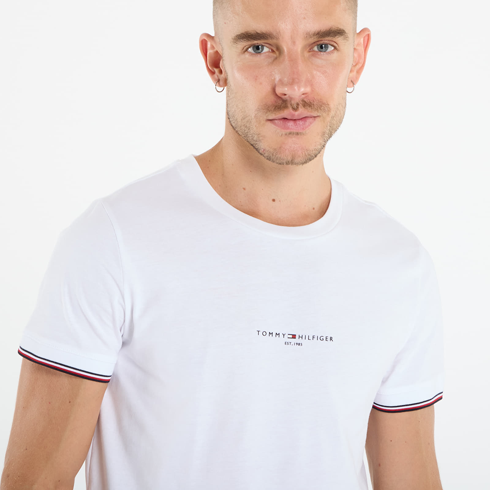 Meeste T-särgid Tommy Hilfiger Slim Jersey Tipped T-Shirt White