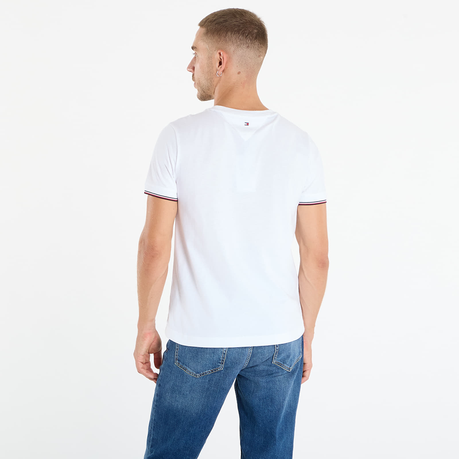 Meeste T-särgid Tommy Hilfiger Slim Jersey Tipped T-Shirt White