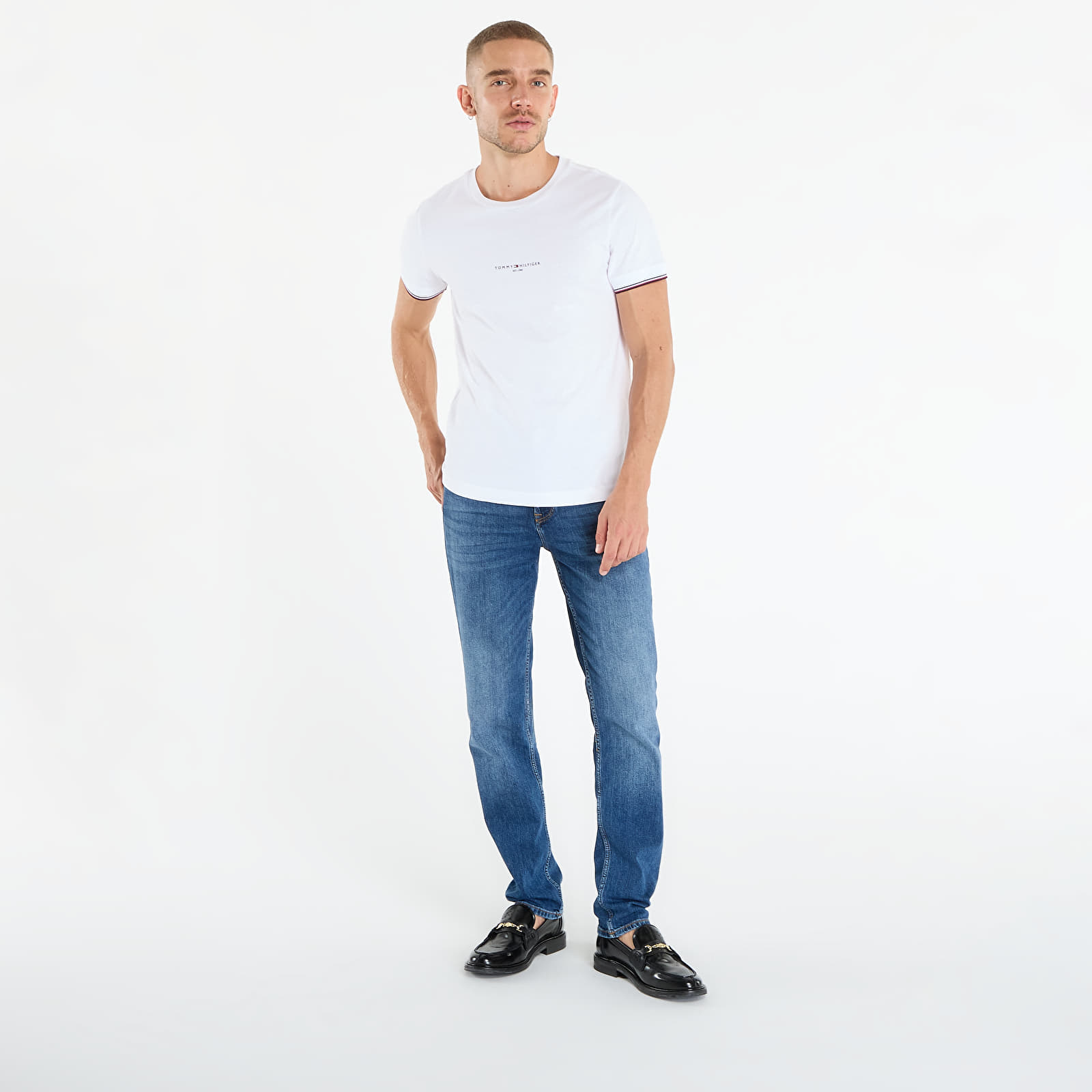Meeste T-särgid Tommy Hilfiger Slim Jersey Tipped T-Shirt White