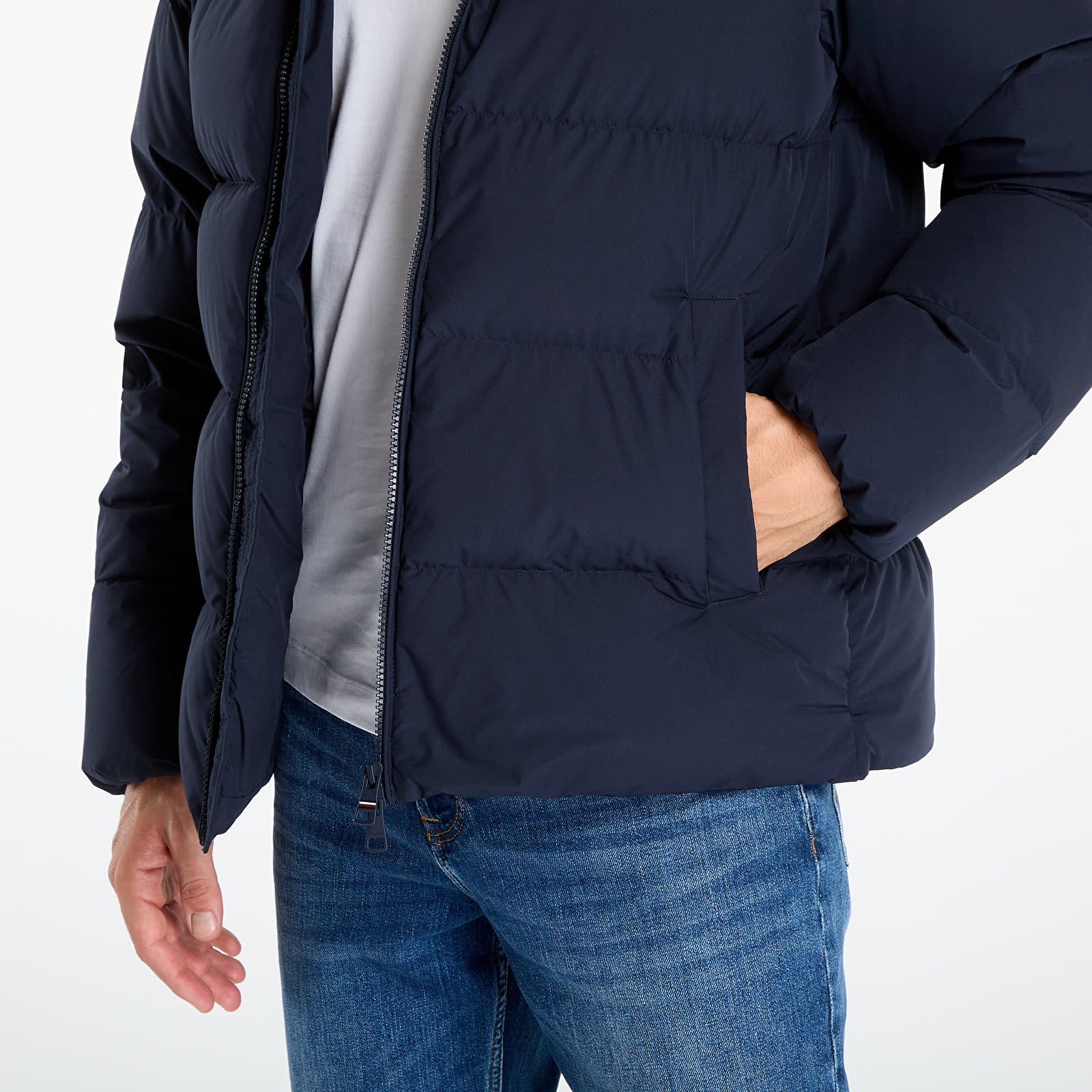 Casacos de homem Tommy Hilfiger Water Repellent Down Hooded Puffer Jacket Navy