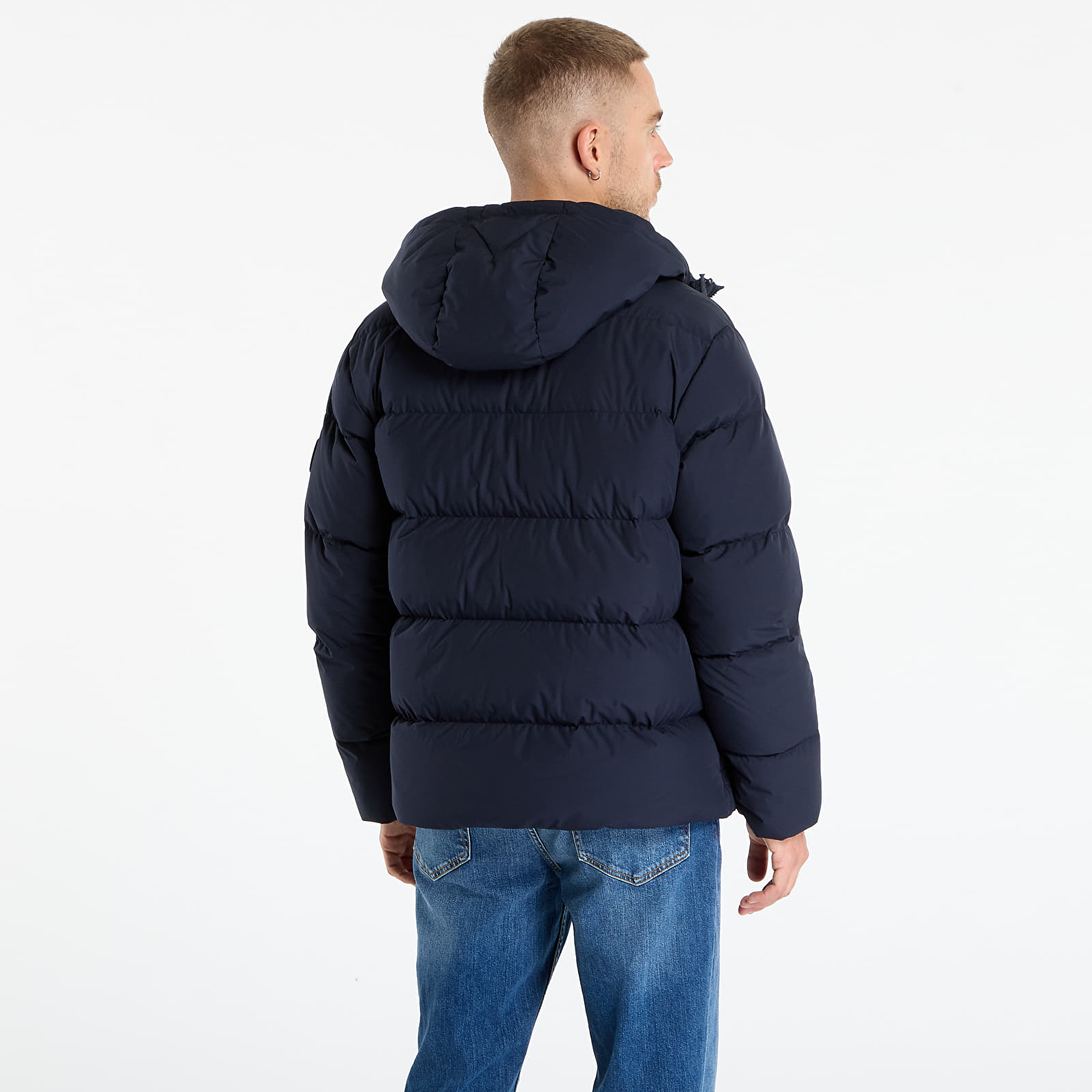 Casacos de homem Tommy Hilfiger Water Repellent Down Hooded Puffer Jacket Navy